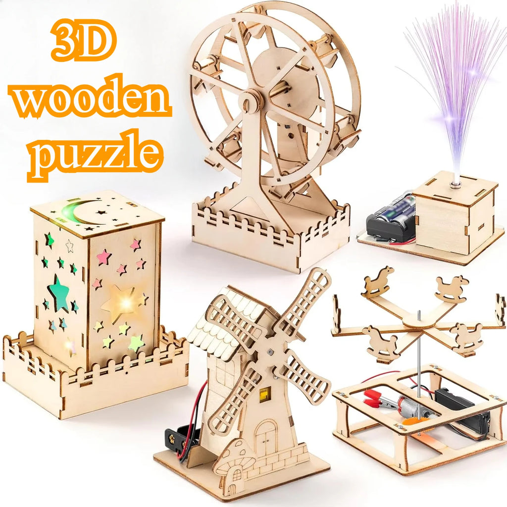Wood Craft Kit STEM Kits DIY Science Building Projects 3D Wooden Puzzles Assembly Model Set Educational Toys for Boys & Girls