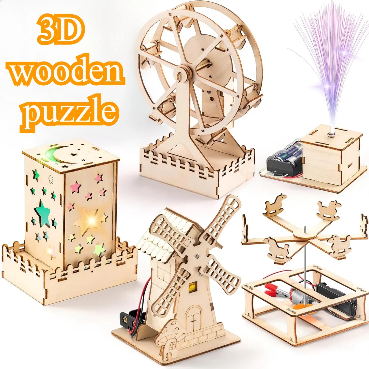 Wood Craft Kit STEM Kits DIY Science Building Projects 3D Wooden Puzzles Assembly Model Set Educational Toys for Boys & Girls