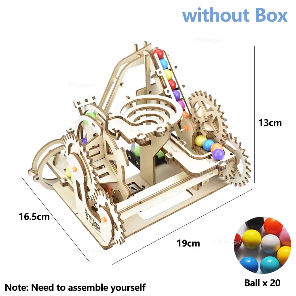 3D Wooden Puzzle Marble Run Set Electric Automatic Roller Coaster Model Building Kits STEAM Educational Toys Kids Adult Gifts