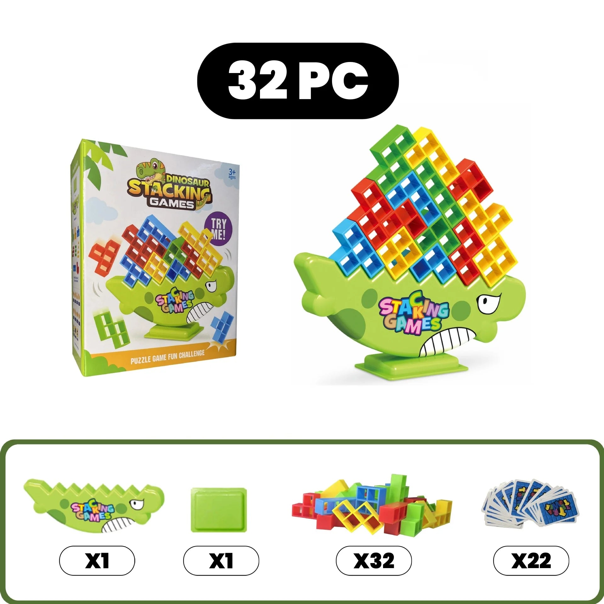 Stacking Game Dinosaur building blocks party game toy Stacked High Tetris Block Desktop Balance Block Stacked Puzzle Board Game