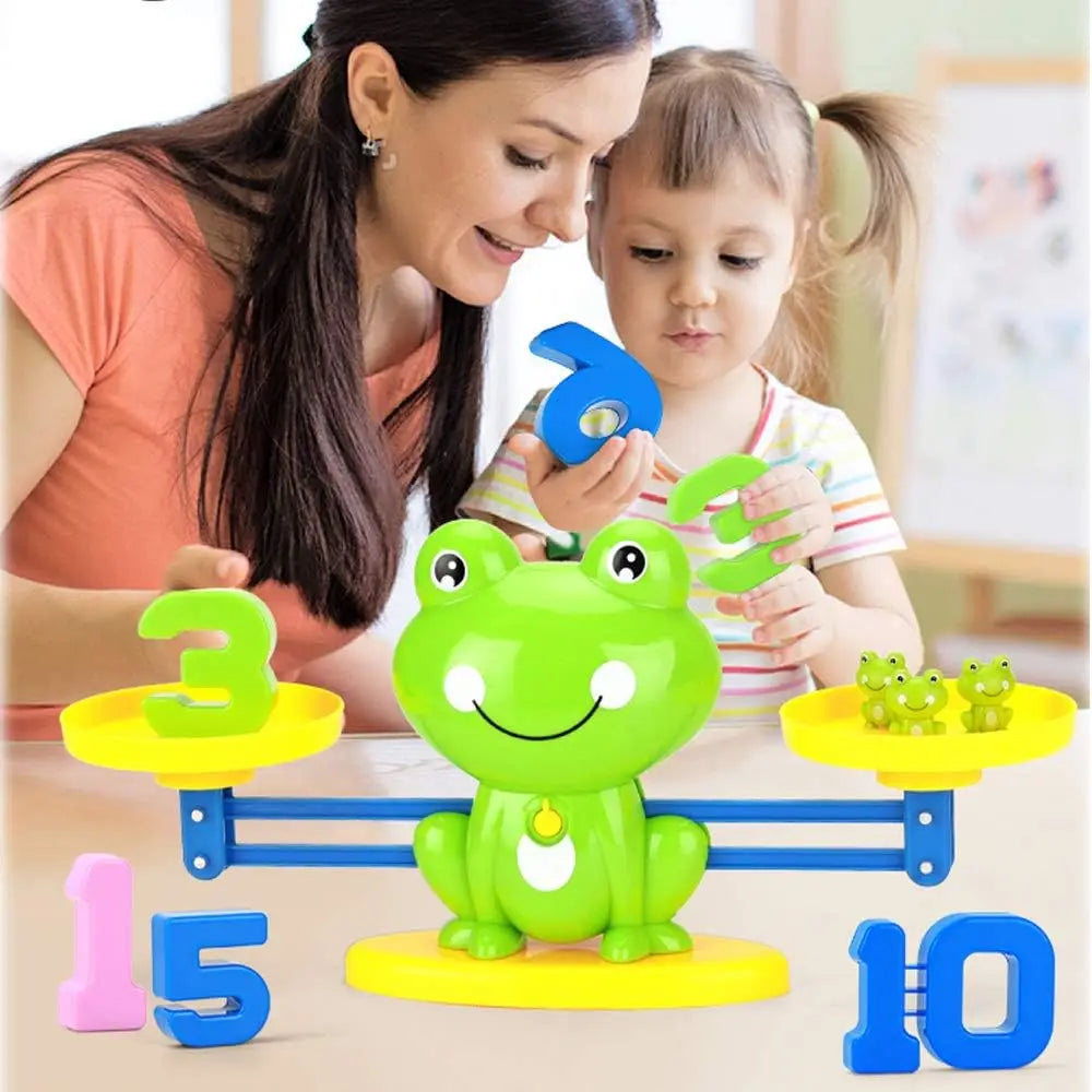 Balance Math Game for Kids, STEM Montessori Counting Toys with Frog Card, Learning Balance Skill Preschool Math Games for Kids