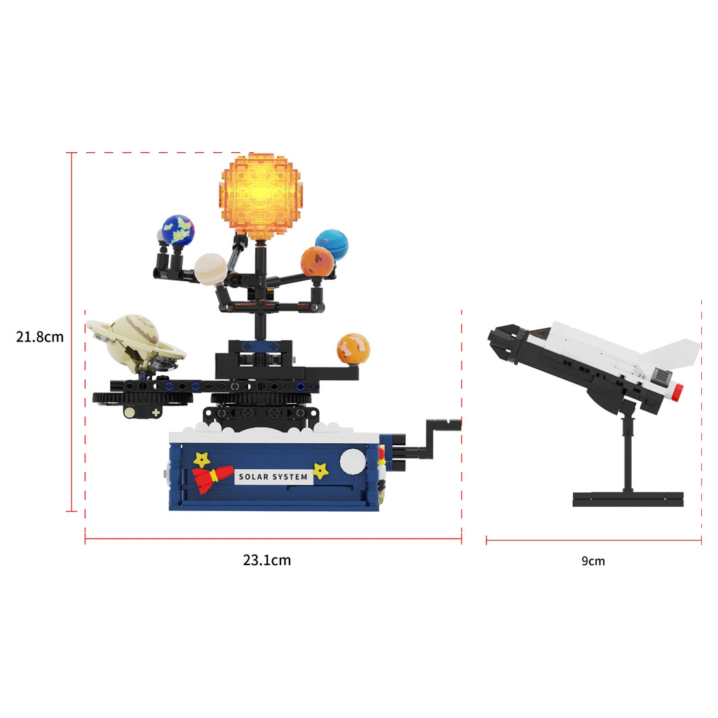 T5002 Rotating Electric Solar System Orbiter Building Blocks Toy Model Assembly Ornaments Children's Educational Toy Gift