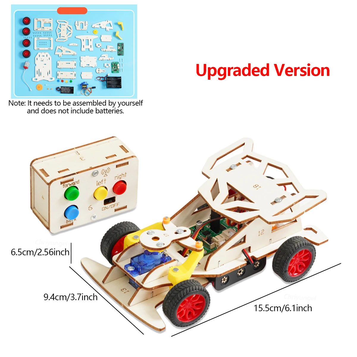 DIY Wooden Remote Control Car Mini Four-Wheel Drive Racing Car Science Experiment Kits STEM Educational Toy for Teen Kids Gifts