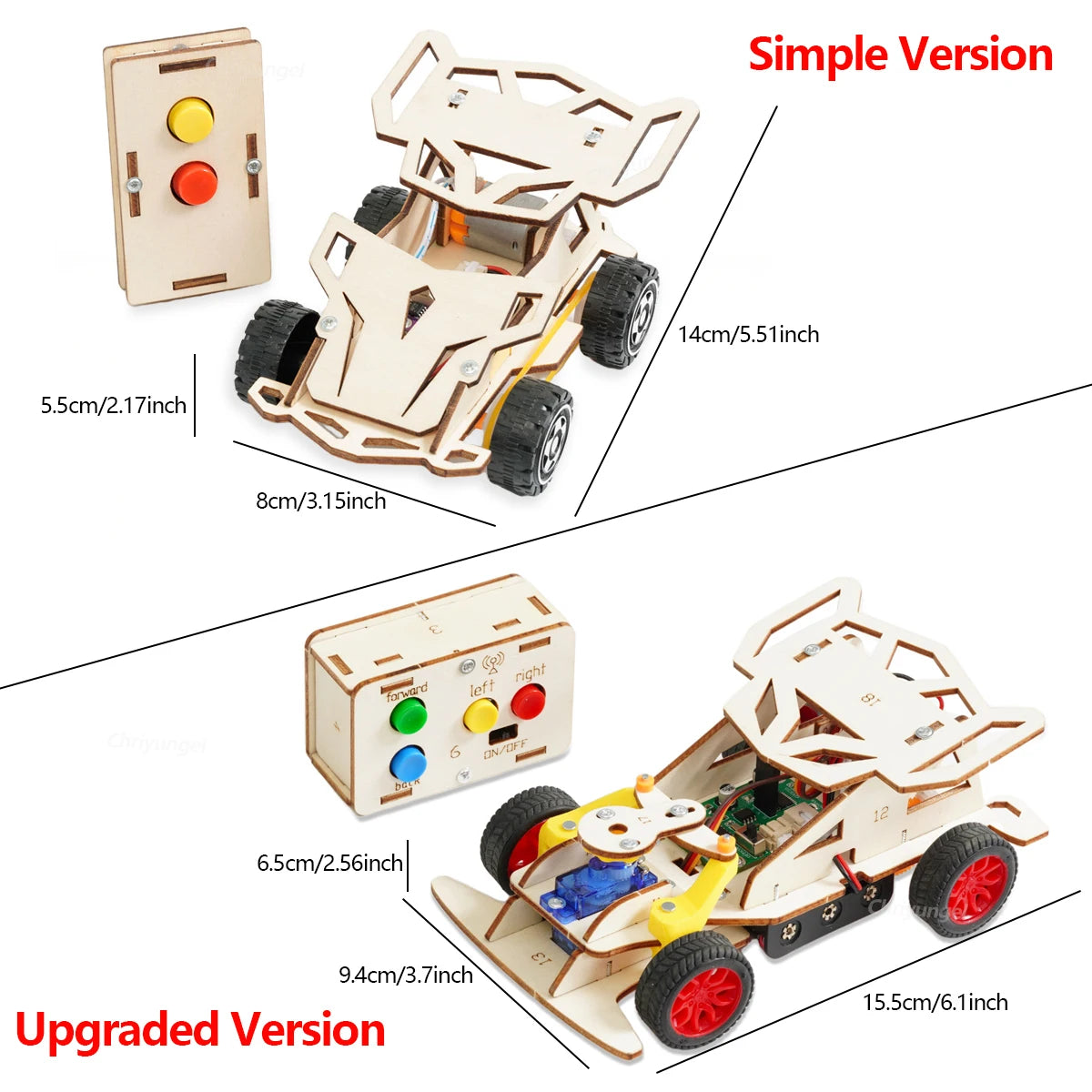 DIY Wooden Remote Control Car Mini Four-Wheel Drive Racing Car Science Experiment Kits STEM Educational Toy for Teen Kids Gifts