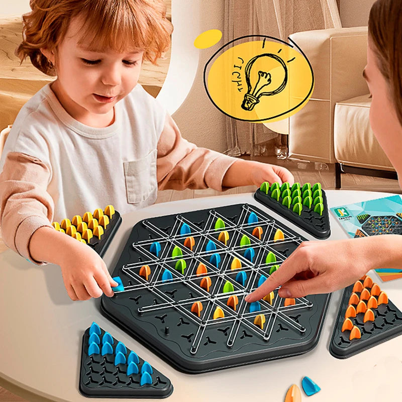 Triggle Game Chain Triangle Chess Game Triggle Rubber Board Game for Kids & Adults Wavelength Board Game Family Games Toy Gifts