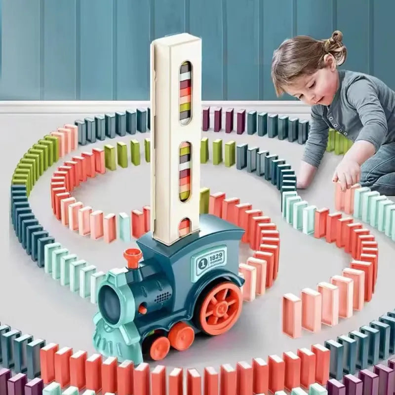 Domino Train for Kids Automatic Electric Laying Car Colorful Dominoes Set Educational Toys Blocks Gift for Boys Girls