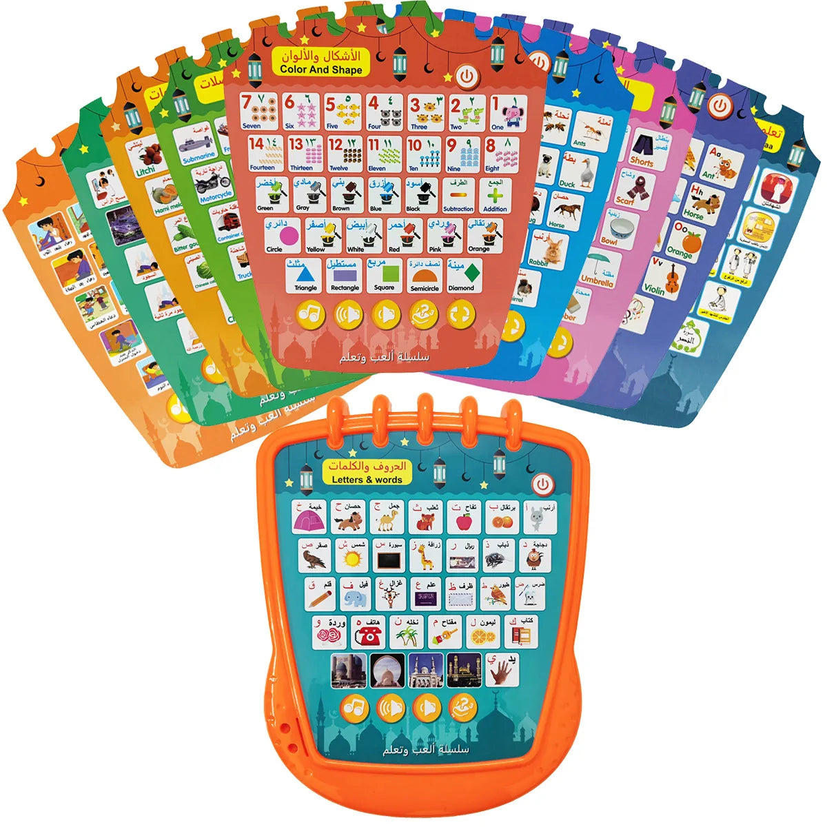 English & Arabic Learning Machine Multifunctional Language Studying Pad  Alphabet Sounds, Shapes, Music,Words Early Development