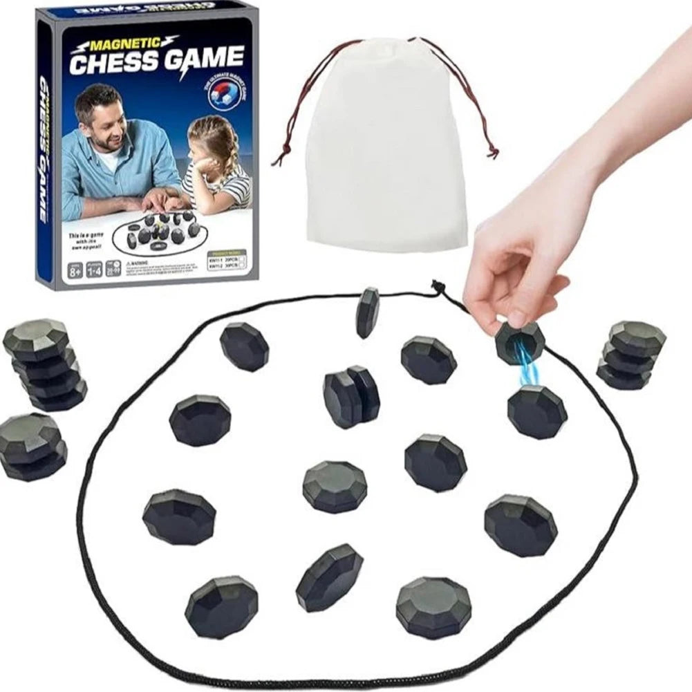 Magnetic Chess Game Interactive Magnet Game Tabletop Strategy Board Games Magnet Games with Stones for Family for Kids Adults