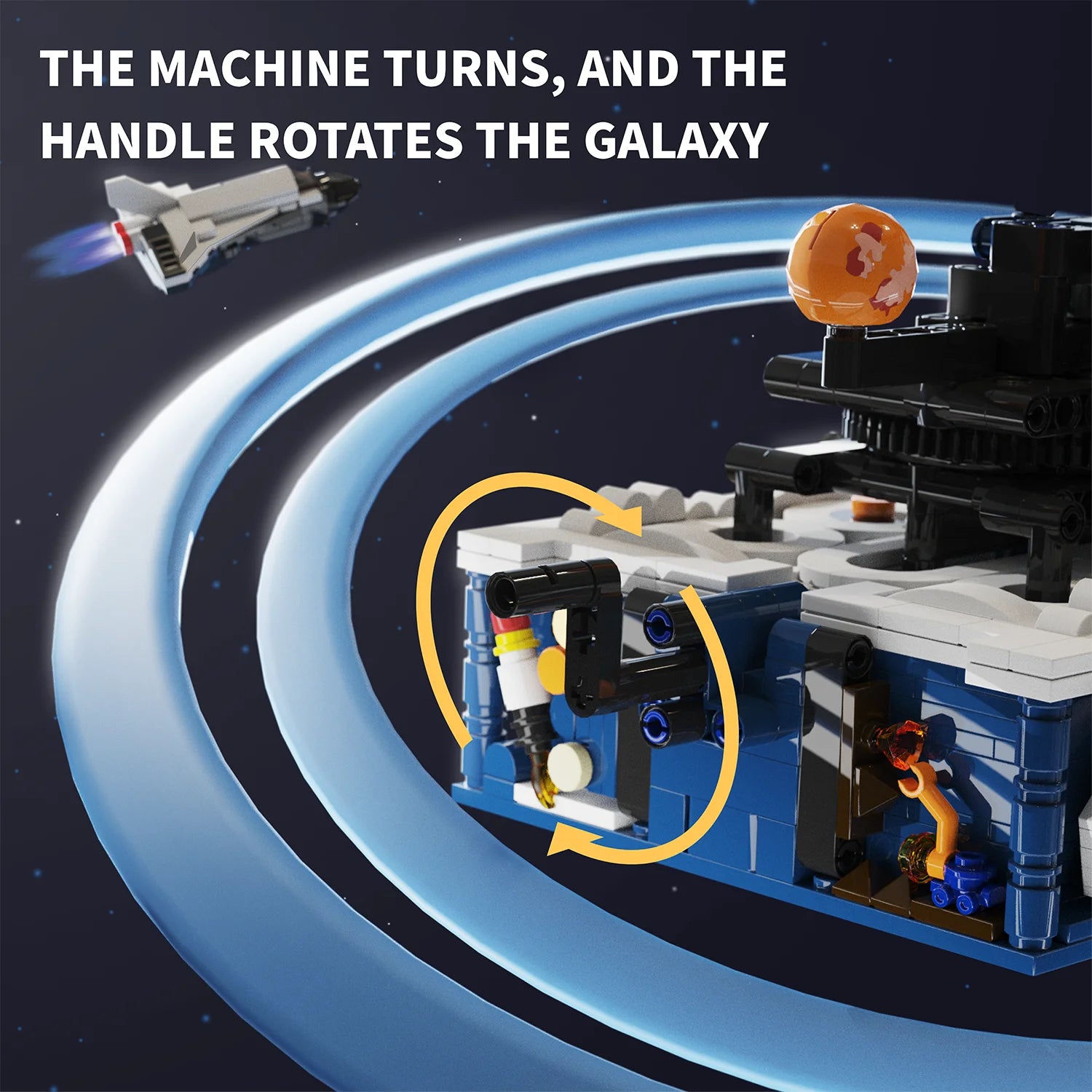 T5002 Rotating Electric Solar System Orbiter Building Blocks Toy Model Assembly Ornaments Children's Educational Toy Gift