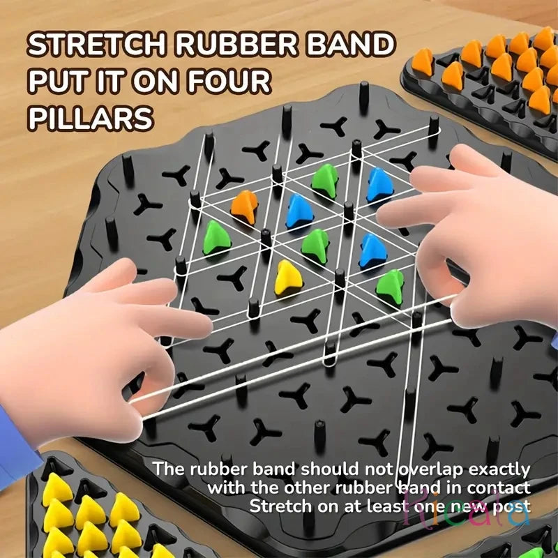 Triggle Game Chain Triangle Chess Game Triggle Rubber Board Game for Kids & Adults Wavelength Board Game Family Games Toy Gifts