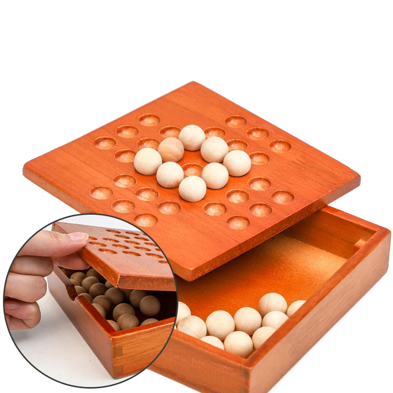 1Set Europe Board Game Single Chess Peg Solitaire Diamond Move Independently Cognitive Ability Toy Classical Educational Toys