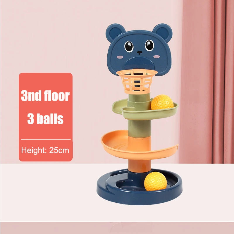 Montessori Kids Toys Rolling Ball Pile Tower Finger Skill Training Educational Game Rotating Stacking Track for +6 years old kid