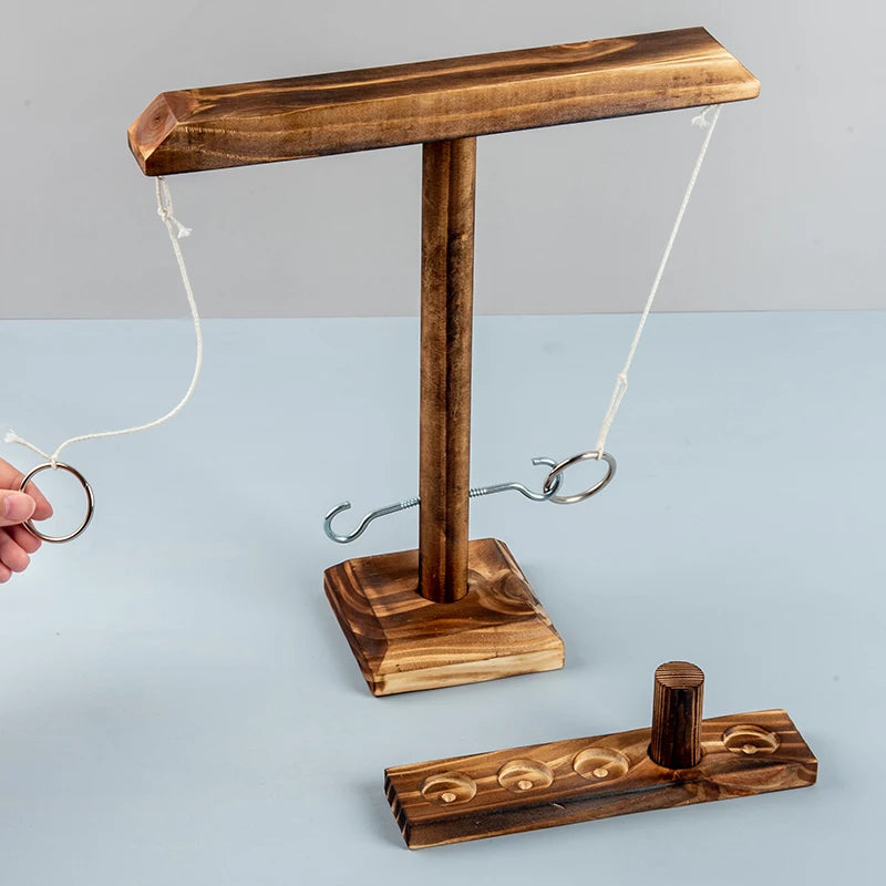 Ring Toss Games for Kids Adults Home Party Drinking Games Fast-paced Handheld Wooden Board Games Shot Ladder Bundle Outdoor Bars