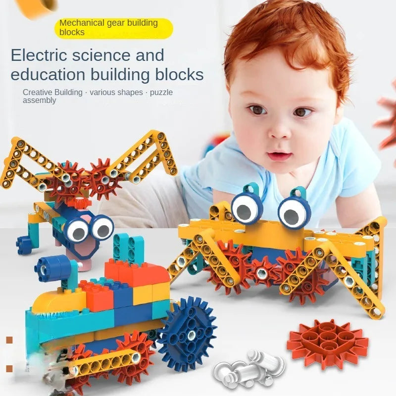 116pcs electric gear science education building blocks mechanical educational toy particle assembly set assembly