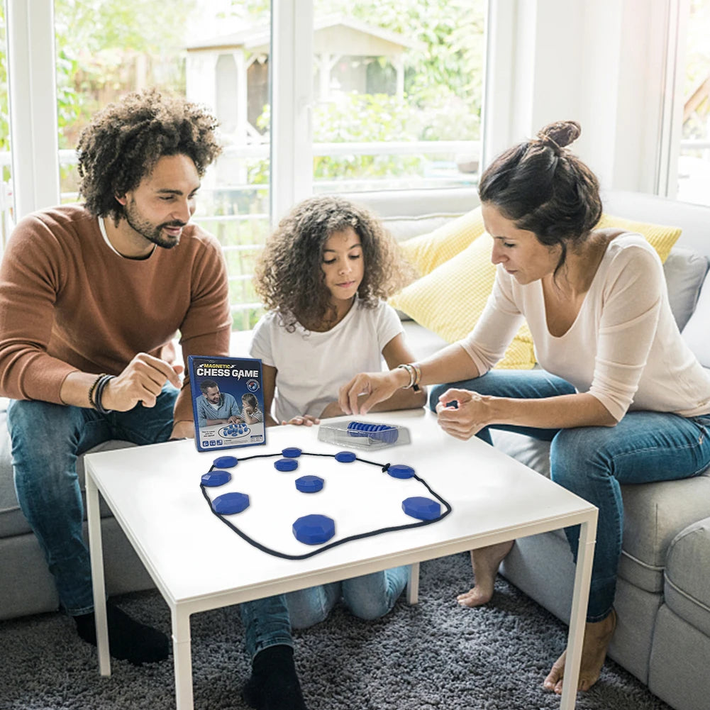 Magnetic Chess Game Interactive Magnet Game Tabletop Strategy Board Games Magnet Games with Stones for Family for Kids Adults