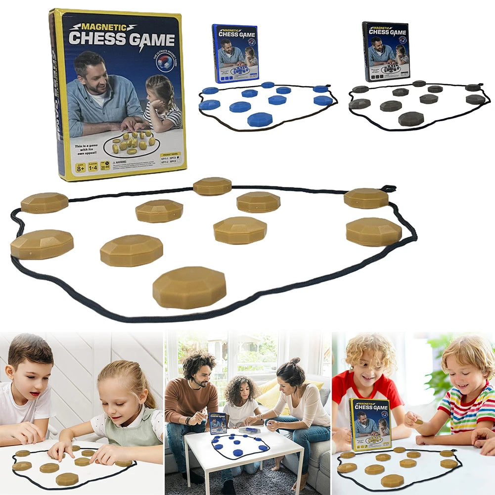 Magnetic Chess Game Interactive Magnet Game Tabletop Strategy Board Games Magnet Games with Stones for Family for Kids Adults
