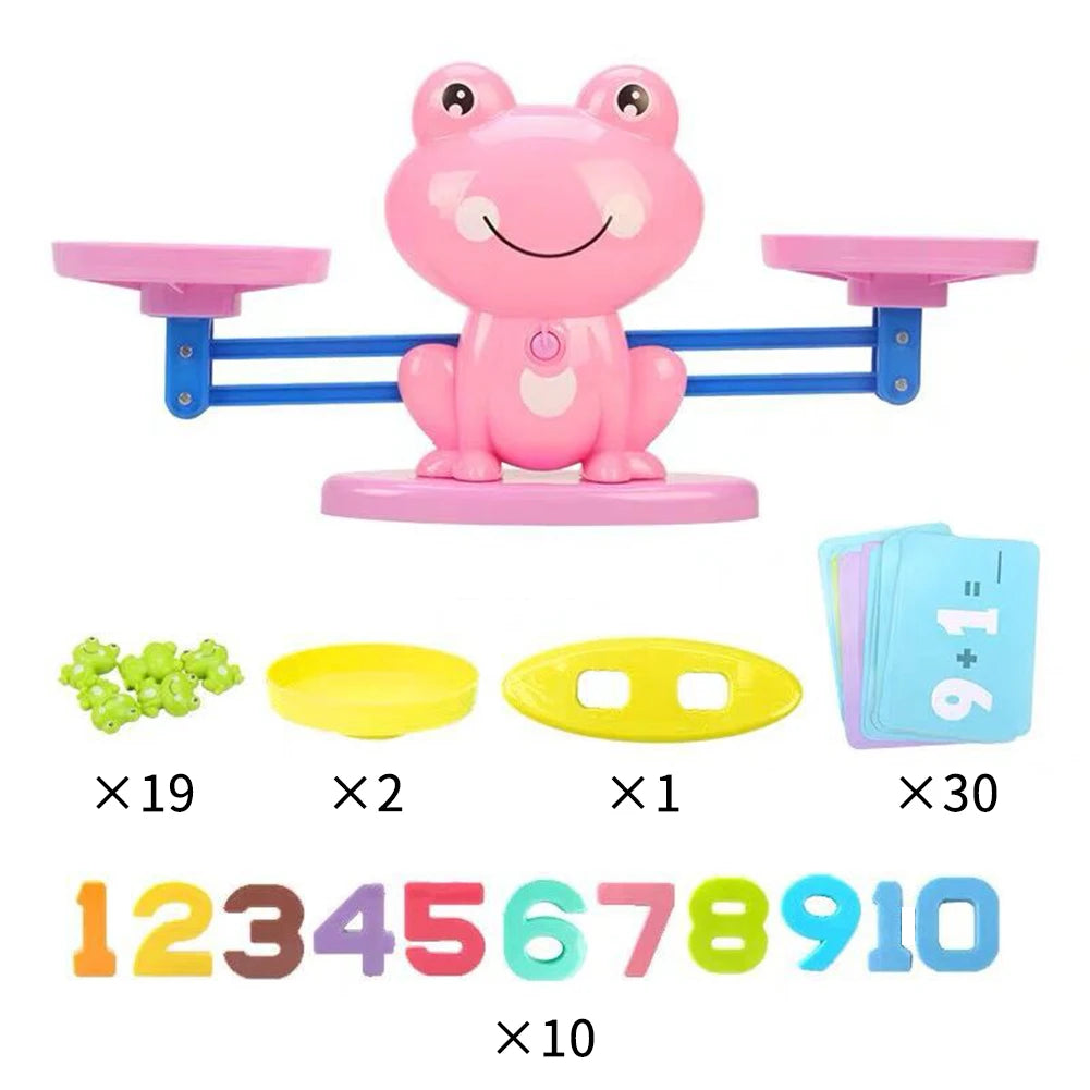 Balance Math Game for Kids, STEM Montessori Counting Toys with Frog Card, Learning Balance Skill Preschool Math Games for Kids