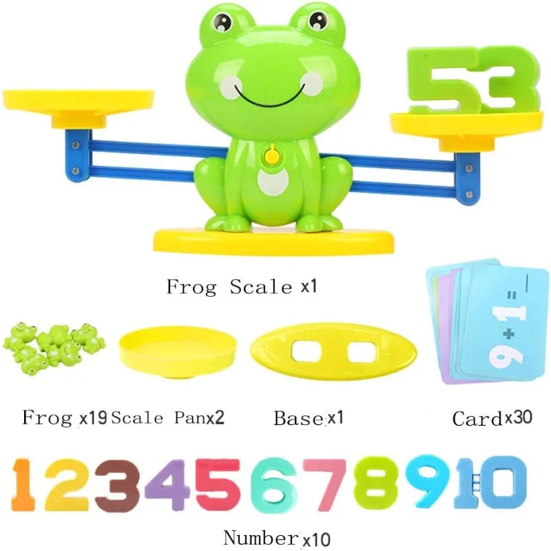 Balance Math Game for Kids, STEM Montessori Counting Toys with Frog Card, Learning Balance Skill Preschool Math Games for Kids