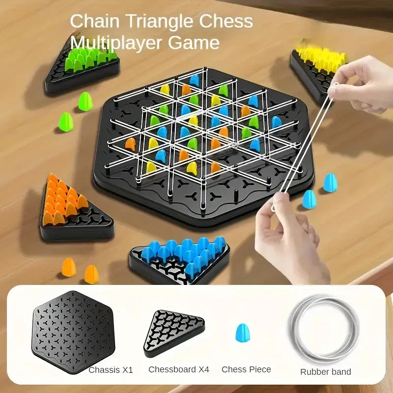 Triggle Game Chain Triangle Chess Game Triggle Rubber Board Game for Kids & Adults Wavelength Board Game Family Games Toy Gifts
