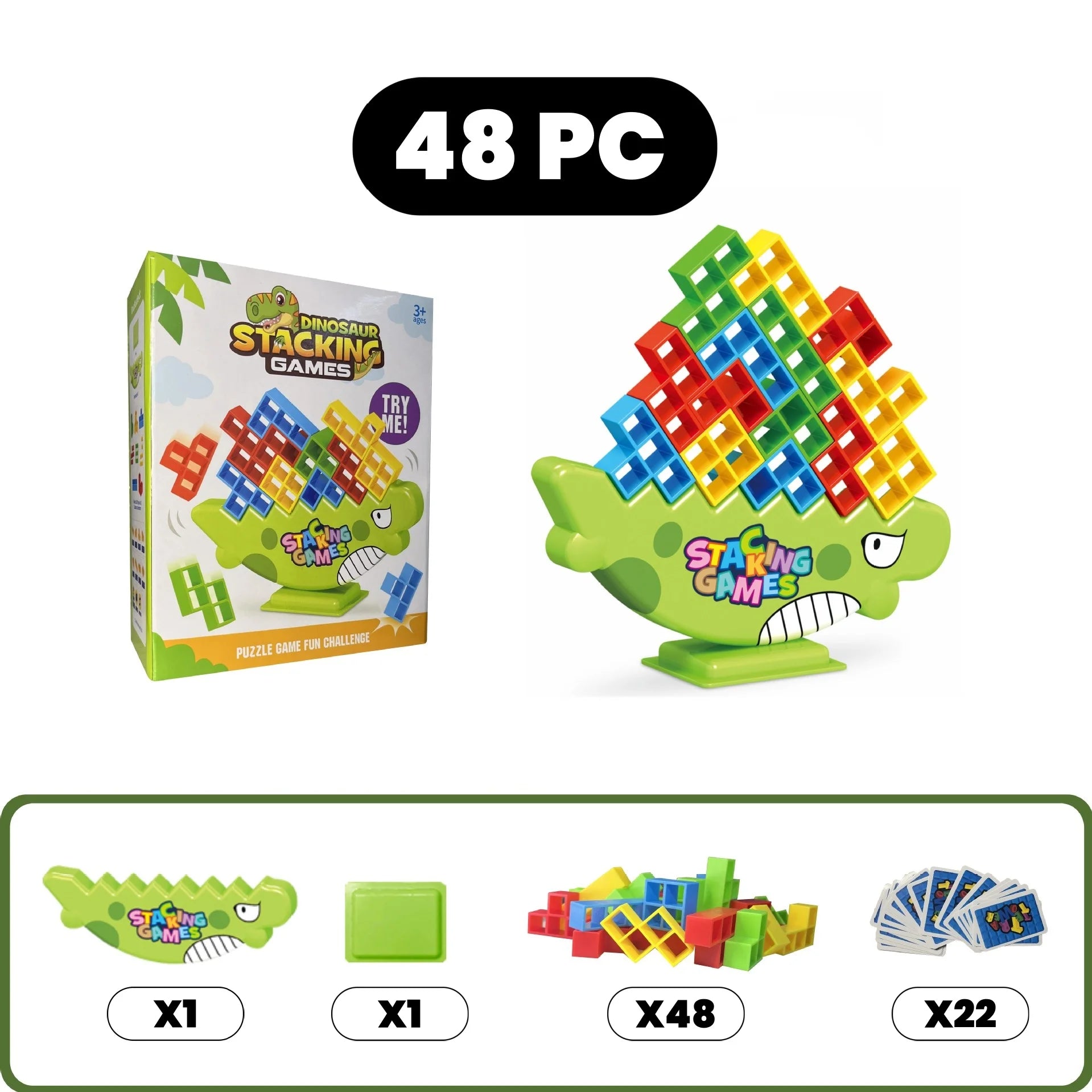 Stacking Game Dinosaur building blocks party game toy Stacked High Tetris Block Desktop Balance Block Stacked Puzzle Board Game