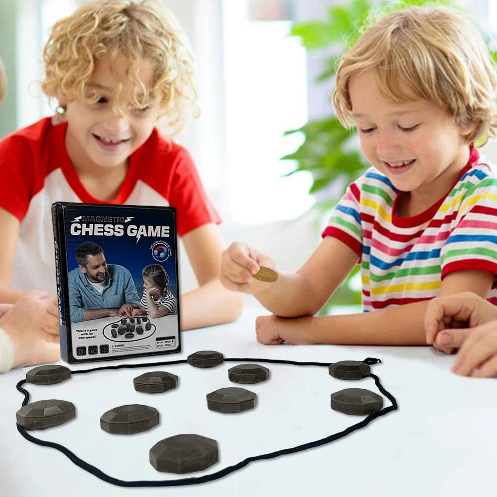 Magnetic Chess Game Interactive Magnet Game Tabletop Strategy Board Games Magnet Games with Stones for Family for Kids Adults