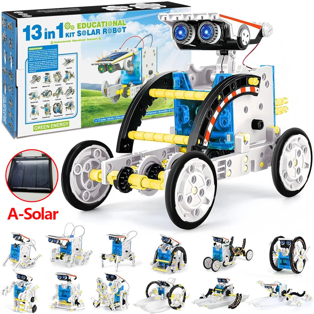 13-in-1 Solar Robot Kits DIY Assembling Science Experiment Kits STEM Educational Toys for Kids Age 8+ Solar Powered Robotic Set