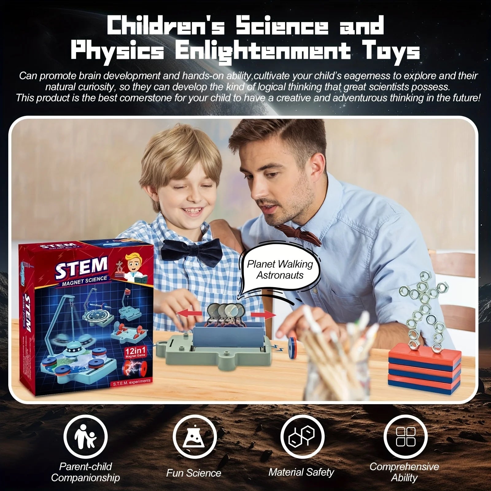 STEM Physics Kit – 12-in-1 Anti-Gravity Magnetic Levitation Set, Science Toys for Teens | Birthday & Eid Gift Magnetic Toy Set