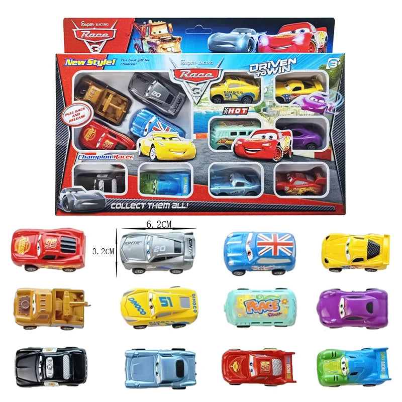 New Mini Cars Disney Pixar Cars 3 Rebound Car Model 12 PCS Lightning McQueen Jackson Storm Plastic Toys For Children Gift Boxes