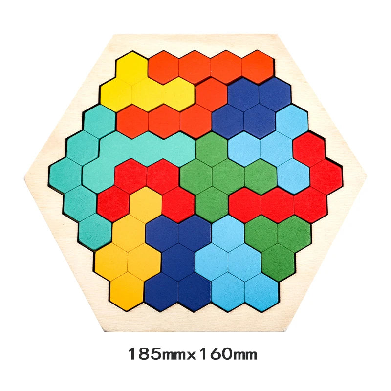 Colorful 3D Puzzle Wooden Toys High Quality Tangram Math Jigsaw Game Children Preschool Imagination Educational Toys for Kids
