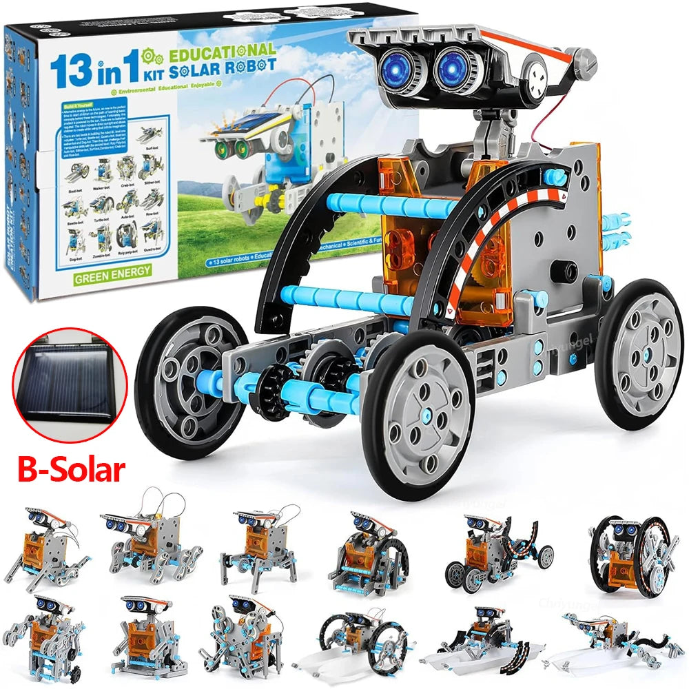 13-in-1 Solar Robot Kits DIY Assembling Science Experiment Kits STEM Educational Toys for Kids Age 8+ Solar Powered Robotic Set