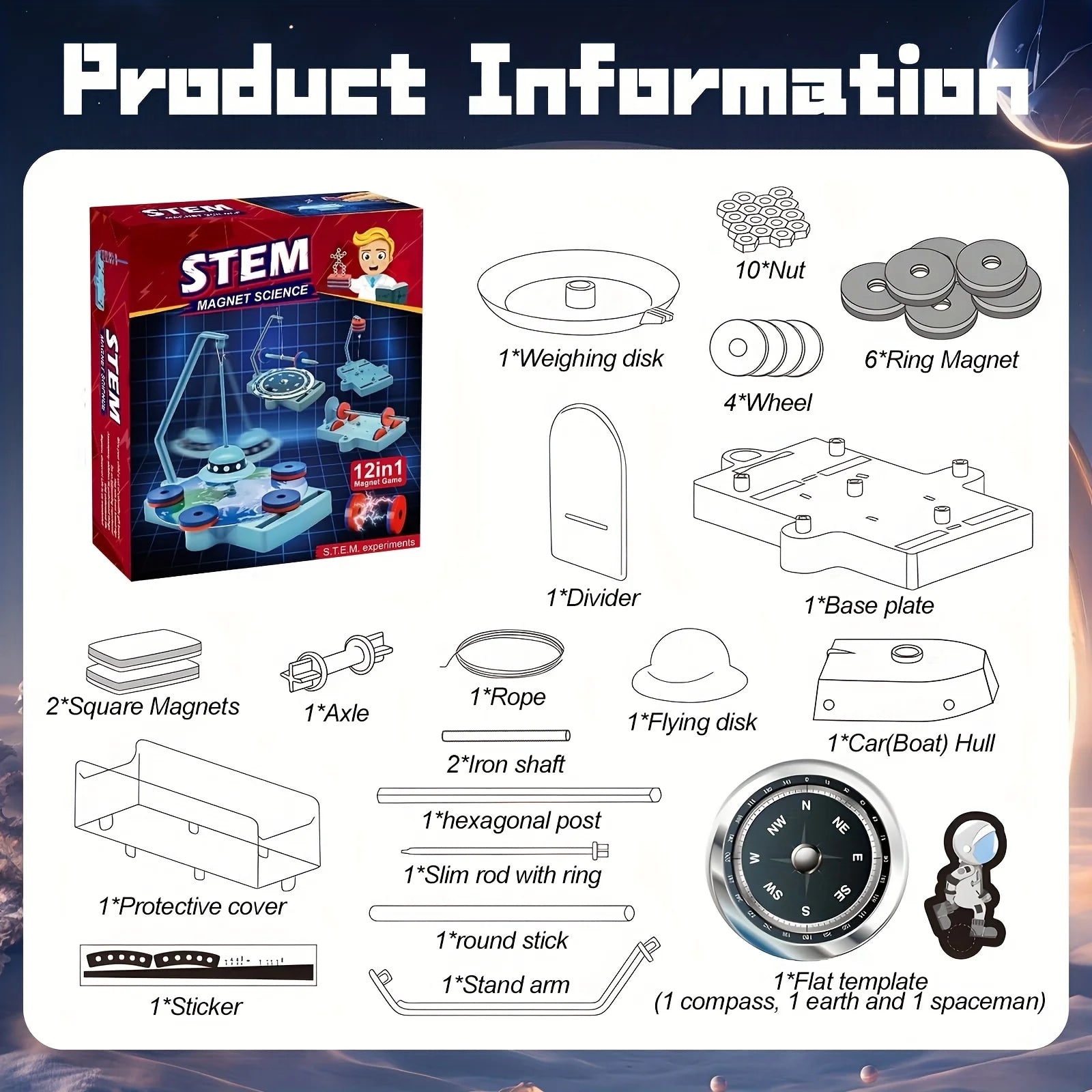 STEM Physics Kit – 12-in-1 Anti-Gravity Magnetic Levitation Set, Science Toys for Teens | Birthday & Eid Gift Magnetic Toy Set