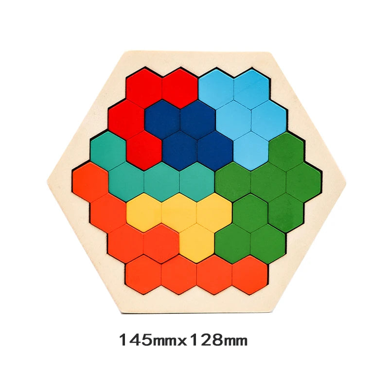 Colorful 3D Puzzle Wooden Toys High Quality Tangram Math Jigsaw Game Children Preschool Imagination Educational Toys for Kids