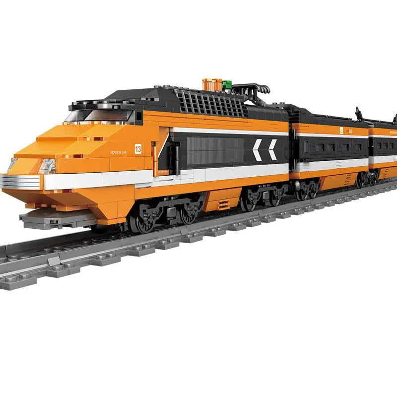 98223 1260pcs Technical Battery Powered Electric Sky High-speed Train Horizon Express 6 Dolls Building Block Toy