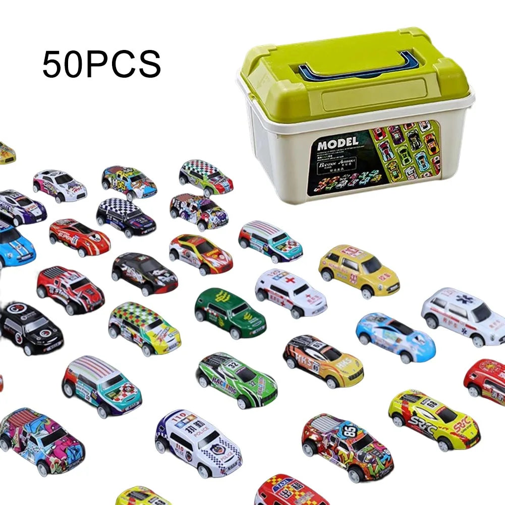 20-50Pcs/set Mini Car Set Inertia Pull Back Cars for Boys Plastic Vehicle Model Collection Toys Birthday Gift for Kids Toddler