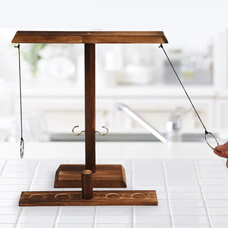 Ring Toss Games for Kids Adults Home Party Drinking Games Fast-paced Handheld Wooden Board Games Shot Ladder Bundle Outdoor Bars