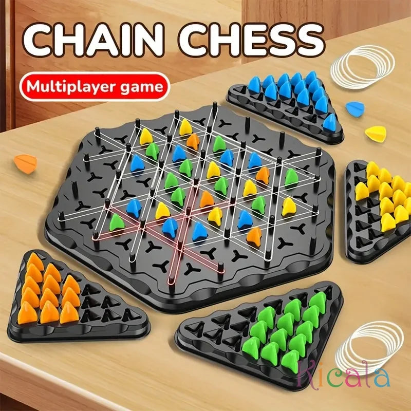 Triggle Game Chain Triangle Chess Game Triggle Rubber Board Game for Kids & Adults Wavelength Board Game Family Games Toy Gifts