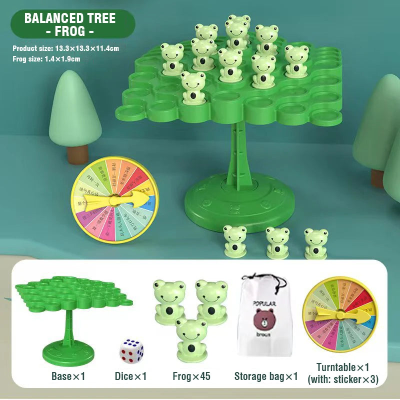 Fun Frog Balance Tree Children Math Toys Balancing Board Game Parent-child Interaction Tabletop Balance Game Toy Gift for Kids