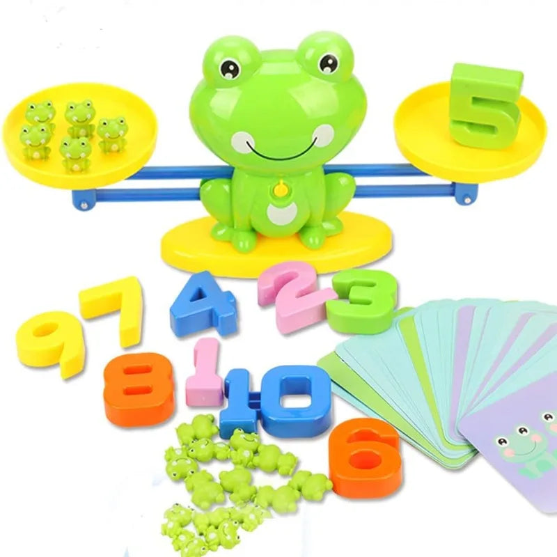Balance Math Game for Kids, STEM Montessori Counting Toys with Frog Card, Learning Balance Skill Preschool Math Games for Kids