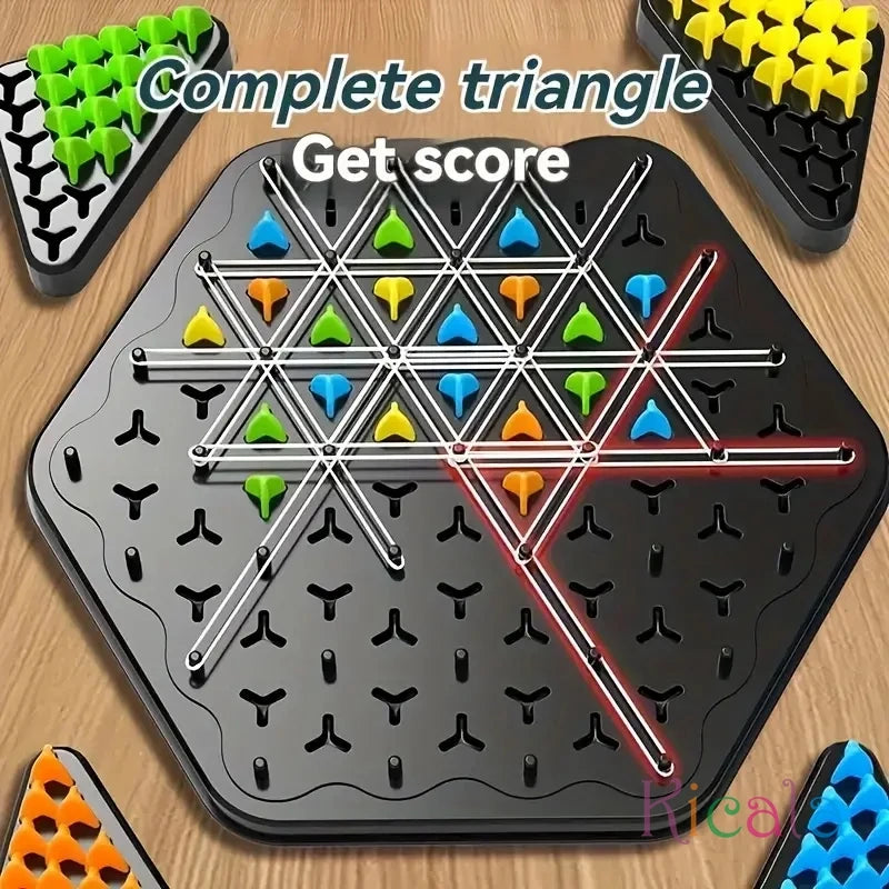 Triggle Game Chain Triangle Chess Game Triggle Rubber Board Game for Kids & Adults Wavelength Board Game Family Games Toy Gifts