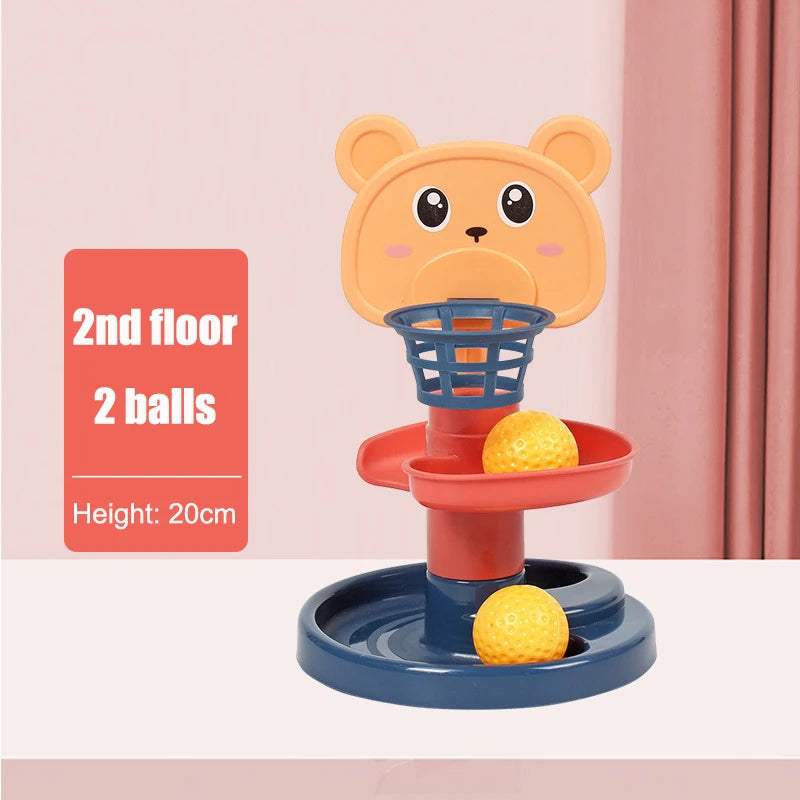 Montessori Kids Toys Rolling Ball Pile Tower Finger Skill Training Educational Game Rotating Stacking Track for +6 years old kid