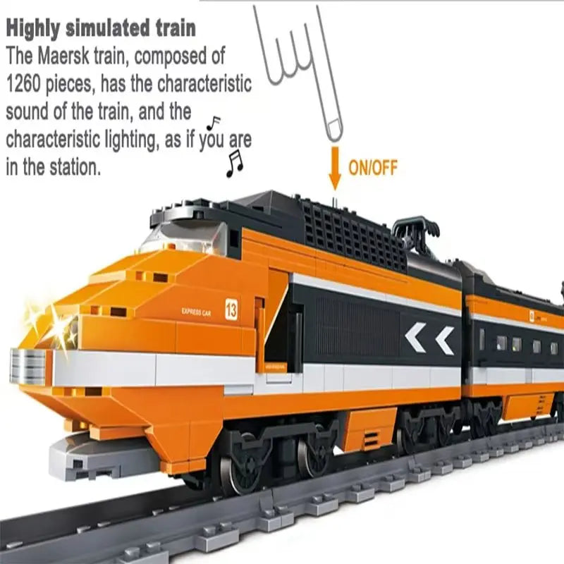 98223 1260pcs Technical Battery Powered Electric Sky High-speed Train Horizon Express 6 Dolls Building Block Toy