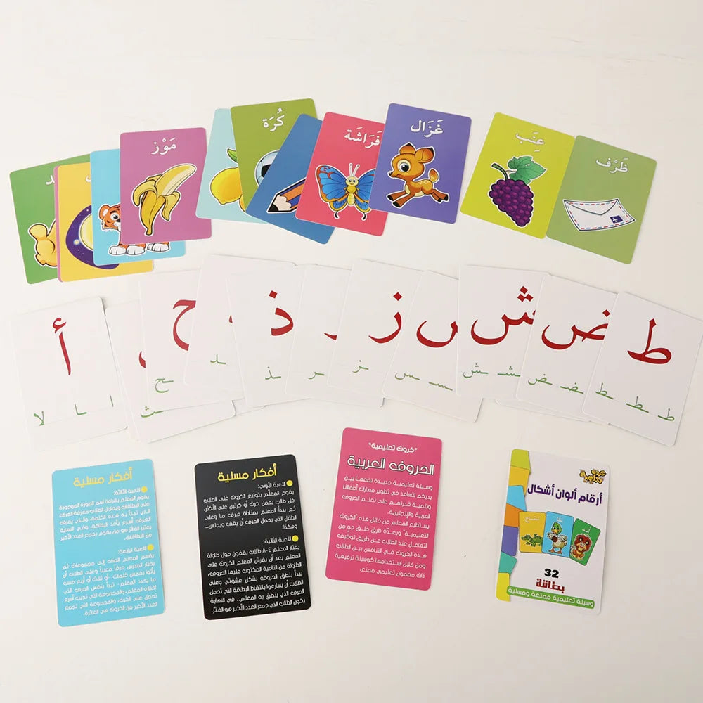 Arabic Learning Flash Cards for Kids - Early Childhood Education, Language Alphabet Cards, Montessori Teaching Tool for Toddlers
