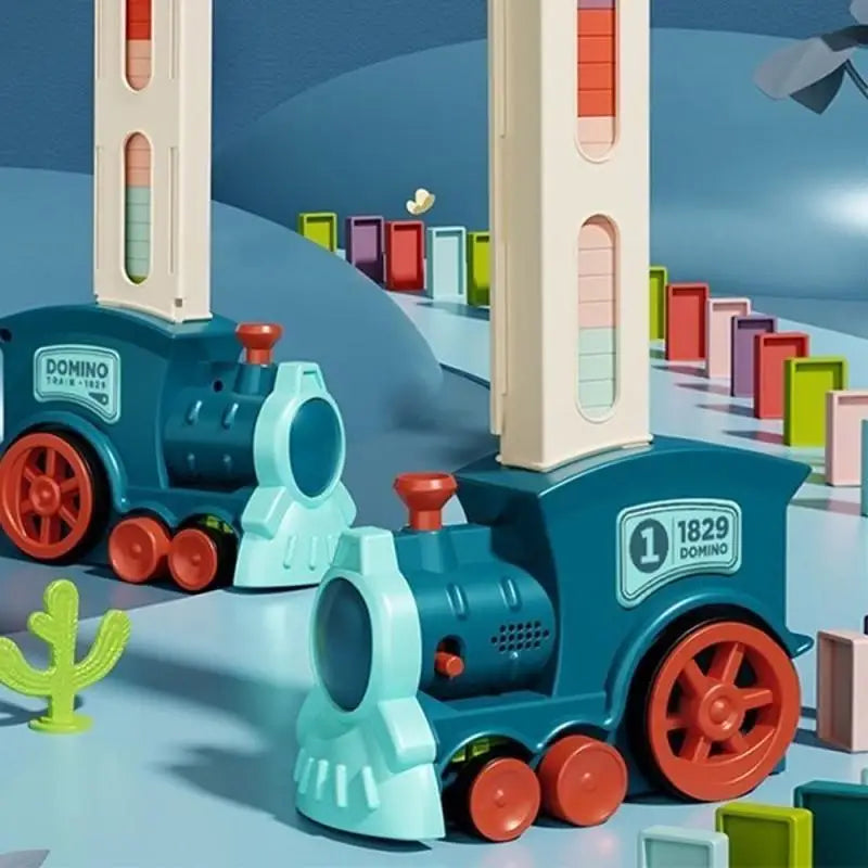 Domino Train for Kids Automatic Electric Laying Car Colorful Dominoes Set Educational Toys Blocks Gift for Boys Girls