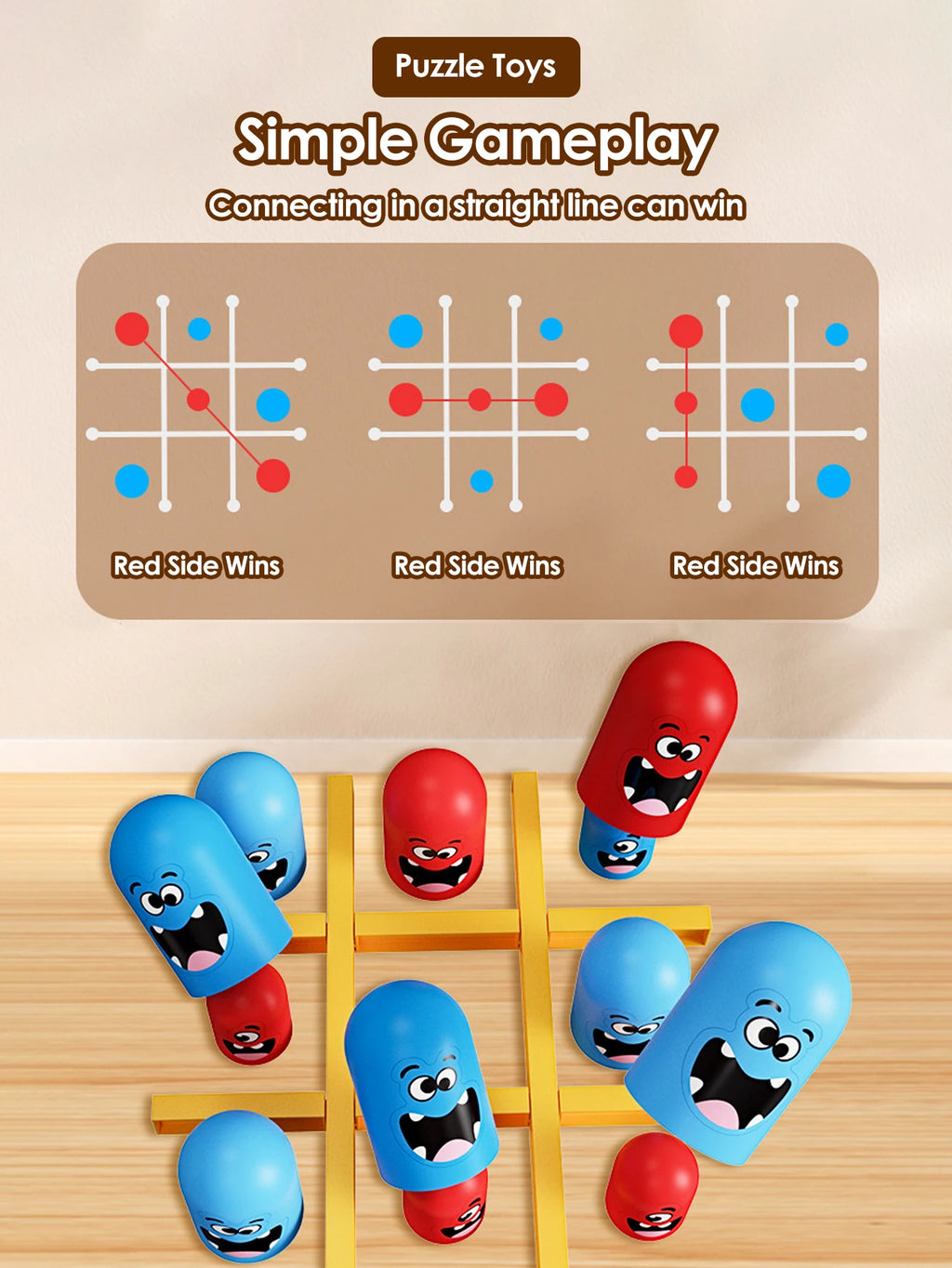 Table Board Intelligence Montessori Games Intellectual Gobble Game Three In A Row Children Toys Kids Gifts Fun parent-child game